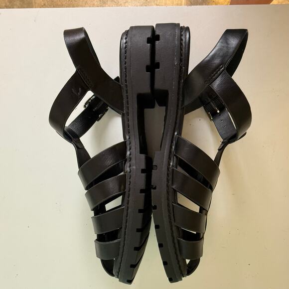 Steve Madden Black Fisherman Leather Sandals • Chunky Platform Gladiator Size 7 - Picture 4 of 9